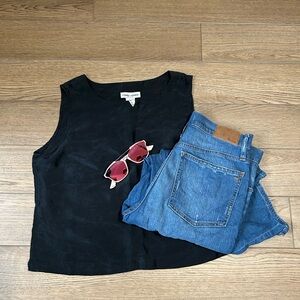 100% Silk black petite top